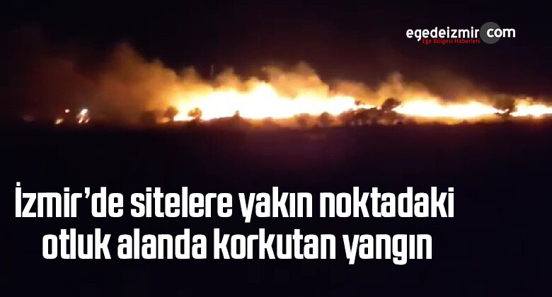 İzmir’de sitelere yakın noktadaki otluk alanda korkutan yangın