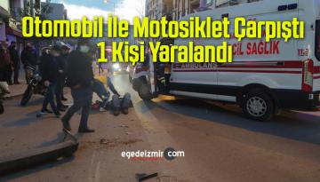 Otomobil İle Motosiklet Çarpıştı, 1 Kişi Yaralandı