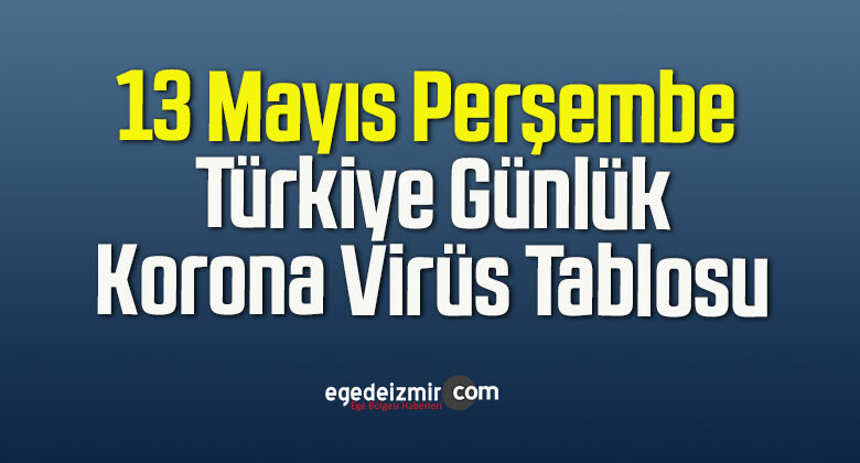13 Mayıs Perşembe Türkiye Günlük Korona Virüs Tablosu