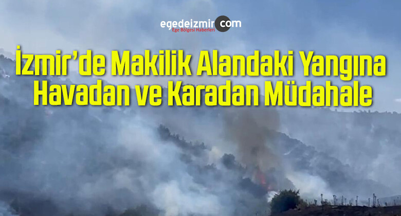 İzmir’de Makilik Alandaki Yangına Havadan ve Karadan Müdahale
