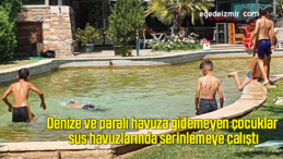 Denize ve paralı havuza gidemeyen çocuklar süs havuzlarında serinlemeye çalıştı