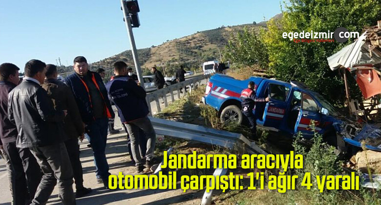 Jandarma aracıyla otomobil çarpıştı: 1’i ağır 4 yaralı