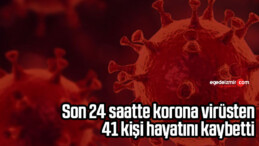 Son 24 saatte korona virüsten 41 kişi hayatını kaybetti