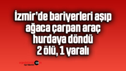 İzmir’de bariyerleri aşıp ağaca çarpan araç hurdaya döndü: 2 ölü, 1 yaralı