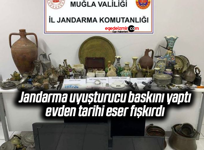 Jandarma uyuşturucu baskını yaptı evden tarihi eser fışkırdı