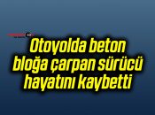 Otoyolda beton bloğa çarpan sürücü hayatını kaybetti
