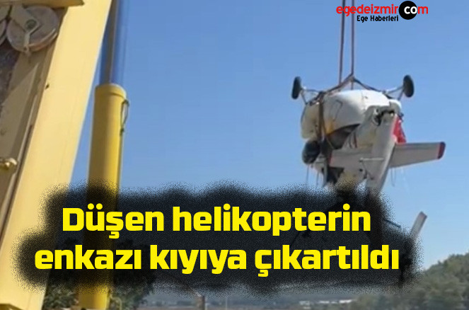 Düşen helikopterin enkazı kıyıya çıkartıldı