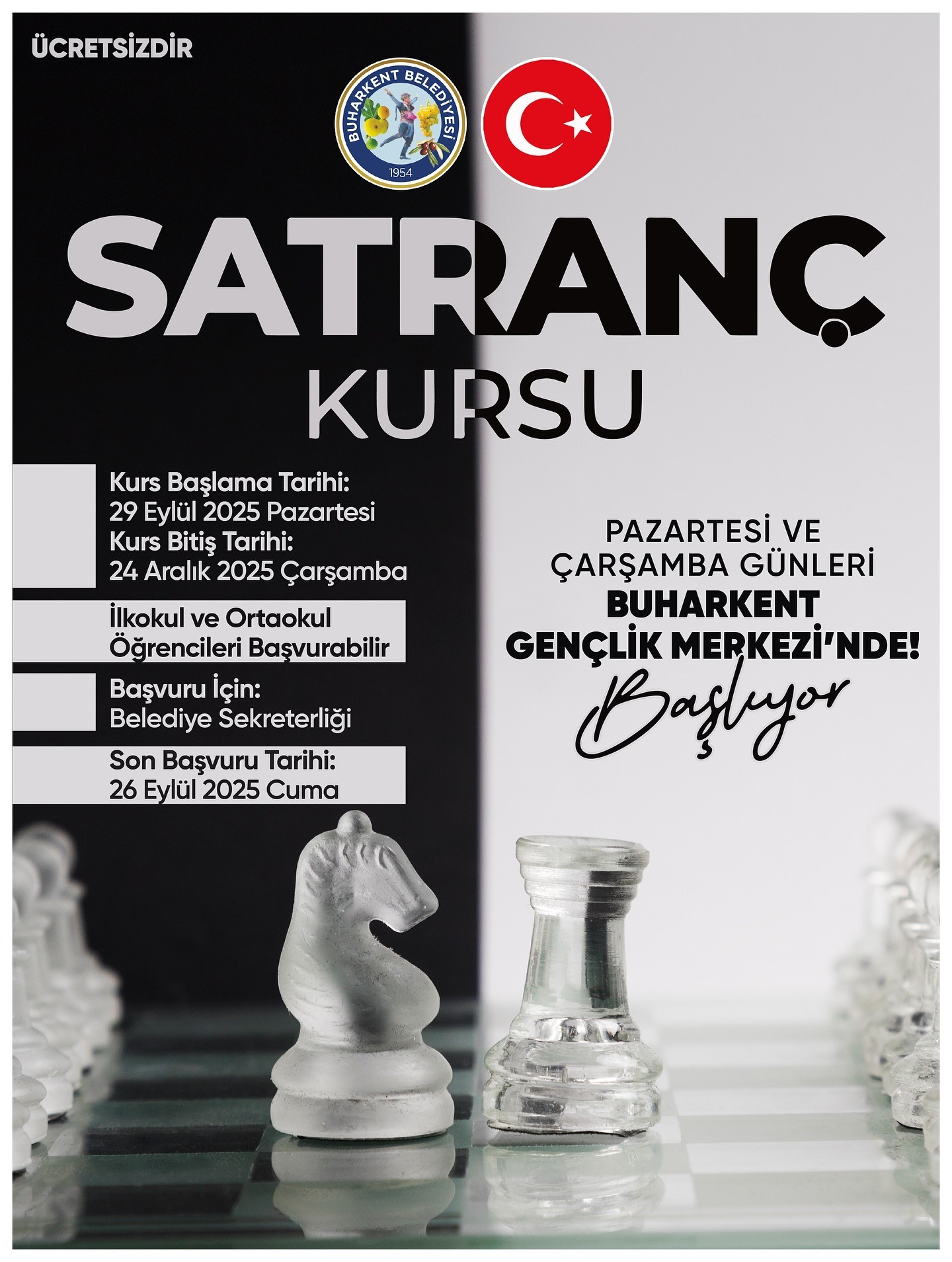 BUHARKENT'TE SATRANÇ KURSU BAŞLIYOR