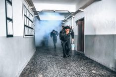 İZMİR'DE, İTFAİYEDEN POLİS OKULUNDA YANGIN TATBİKATI
