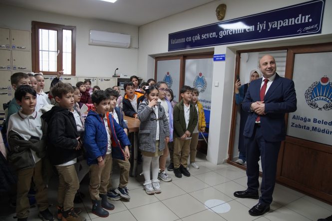 ALİAĞA BELEDİYESİ ZABITA MÜDÜRLÜĞÜ MİNİK MİSAFİRLERİNİ AĞIRLADI