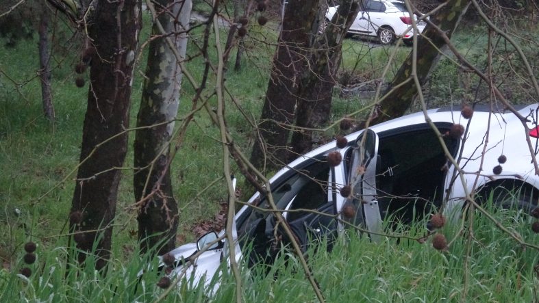 PENDİK'TE VİRAJI ALAMAYAN SÜRÜCÜ AĞACA ÇARPTI