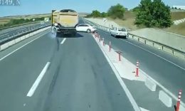 TEKİRDAĞ'DA TIR ŞOFÖRÜNÜN DİKKATİ FACİAYI ÖNLEDİ: O ANLAR KAMERADA
